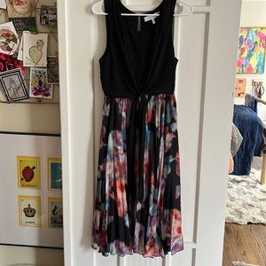 Anthro 2015 Allison Collection NY midi watercolor/ black tie top flowy dress